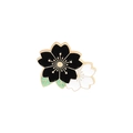 Broche en émail fleurs de cerisier noires et blanches avec finition dorée - Groupe de Sakura Noir Et Blanc (XZ3352)