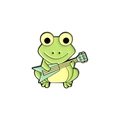 Cute green cartoon frog enamel pin playing a light green electric guitar accessory - Guitar Frog Style (xz3361)