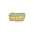 Vibrant gelbe Emaille-Anstecknadel 'choose happy' mit weißer Schrift und schwarzem Rand - Wähle Glücklich (XZ3444)
