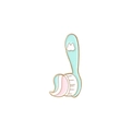 Mint green toothbrush enamel pin with tooth pattern and pink white bristles on white background - Toothbrush Style (XZ4567)
