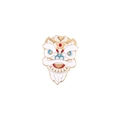 Broche en émail tête de lion dansant chinois traditionnel avec contours dorés et fleur rouge - Style Tête de Lion Blanche (XZ4563)