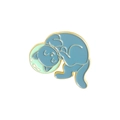 Cute space cat enamel pin with a light green astronaut helmet and blue metal finish - Blue Cat With Green Mask Style (XZ3688)