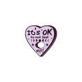 Light purple heart planchette enamel pin with It's OK to not feel OKAY text - Purple Planchette Style (XZ4054)