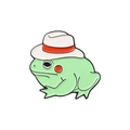 Broche en émail grenouille verte avec chapeau blanc pour veste en jean et sacs - Grenouille au Haut-de-forme Blanc (XZ5347)