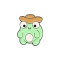 Broche en émail grenouille mignonne avec chapeau de cow-boy marron, badge animal kawaii - Grenouille au Chapeau de Cowboy (XZ5349)