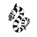 Καρφίτσα σμάλτου Beetlejuice sandworm με ασπρόμαυρες ρίγες και κίτρινη λεπτομέρεια ματιού - Στυλ Σκουλήκι της Άμμου με Ασπρόμαυρες Ρίγες (XZ1636)