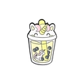 Détails de la broche en émail licorne bubble tea avec contours en métal noir - Style Thé au Lait Licorne (XZ3710)