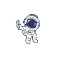 Cartoon astronaut enamel pin with microphone and headset, space explorer badge - Singing with Microphone Style (XZ5444)