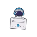 Astronaut metal enamel pin with blue headphones and music player design on white background - Music Player Interface Style (XZ5445)