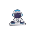 Cartoon astronaut DJ enamel pin badge with blue headphones and mixing console - DJ Mixing Style (XZ5447)