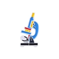Cartoon microscope enamel pin badge featuring blue and yellow science theme colors - Microscope Style(xz5674)