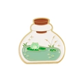 Niedliche Cartoon Frosch im Glas Emaille-Anstecknadel mit mintgrünem Teich - Frosch in der Glasmedizinflasche (XZ5901)