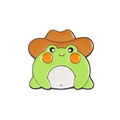 Cartoon Emaille-Anstecknadel grüner Frosch mit braunem Cowboyhut für kreative Accessoires - Frosch mit Cowboyhut (XZ5902)