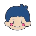 Cute cartoon boy enamel pin in blue hair and soft pink blush, metal anime badge accessory - Blue Boy Style (XZ6024)