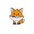 Insigne en émail de renard orange tenant un couteau pliant dans sa bouche - Renard (XZ5757)