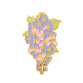 Spilla smaltata con fiori viola e rosa, foglie verdi e raffinata placcatura in oro giallo - Grappolo di Fiori Rosa Viola (XZ5485)