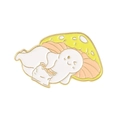 Cute ghost sleeping under yellow mushroom enamel pin with gold-plated metal edges - Yellow Sleeping Mushroom Style (xz5849)