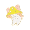 Cartoon yellow mushroom enamel pin with a pink bow and gold metal plating - Bowknot Mushroom Style (xz5850)