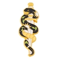 Broche en émail avec serpent noir enroulé autour d'une épée blanche et emblème de soleil - Style Épée Blanche Serpent Noir (xz5959)