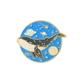 Creative enamel whale brooch with golden spots and starry night sky in round frame - Saturn Whale (XZ3678)