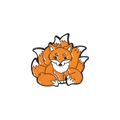 Exquisite cartoon orange and white nine-tailed fox enamel pin with black metal lines - Standing Orange White Fox (XZ3871)