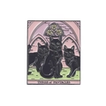 Three of Pentacles Tarot-Katzen-Emaille-Pin mit schwarzen Katzen und Gotikbogen - Drei der Pentakel Stil (XZ5670)
