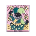 Schwarze Katze Tarot-Pin Der Narr mit rosa Sonnenstrahlen und Sternmünzen-Motiv - Der Narr Stil (XZ6441)