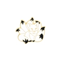 Cute white nine-tailed fox enamel pin with golden metal outlines and black tail tips - Elegant White Fox (XZ3874)