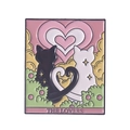 Emaille-Pin im Tarot-Stil mit schwarz-weißen Katzen und Herzform und Lovers-Schriftzug - Die Liebenden Stil (XZ6442)