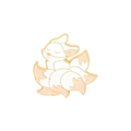 Cute Nine-Tailed Fox enamel pin in white and pink with golden metallic edges - Smiling Pink White Fox (XZ3875)
