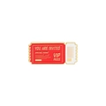 VIP admission ticket style enamel pin with red and white lacquer and gold plating - VIP Pass Style (XZ4110)