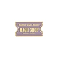 Lavender enamel movie ticket brooch with gold trim and Magic Shop Army engraving - Magic Shop Style (XZ4112)