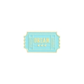 Épingle en émail bleu en forme de ticket avec bordures dorées et texte DREAM et étoiles - Style Ticket de Rêve (XZ4114)