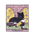 Emaille-Pin Tarots Vier der Kelche mit schwarzer Katze und Weingläsern auf weißem Grund - Vier der Kelche Stil (XZ6447)