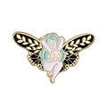 Artistic butterfly girl enamel pin badge with mint green hair and black wings - Gold Mint Green Fairy (XZ7096)