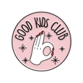 Pink Good Kids Club enamel pin featuring a hand making an OK sign with red nails - Good Kids Club (xz7494)