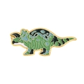 Broche triceratops en émail vert et bleu avec finitions dorées pour accessoires - Style Tricératops (XZ6977)