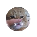Cute round orange cat enamel pin badge with SAD text decoration for clothing - Sad Orange Cat Style (XZ7021)