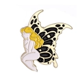 Cute fairy butterfly enamel brooch pin in yellow and pink for girls clothes decoration - Yellow Hair Monochrome Wing Fairy (XZ7099)