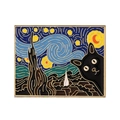 Spilla smaltata Notte Stellata con gatto nero carino e bordi in lega dorata di alta qualità - Notte Stellata Gatto (XZ7640)