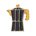 Vintage moka pot enamel pin badge in black and yellow with golden metal outline - Black & Yellow Moka Pot(XZ7904)