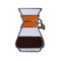 French style coffee drip pot enamel brooch badge in orange and white metal finish - Chemex Coffee Maker (xz7911)