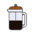 Enamel French Press coffee badge pin in orange and white with silver metal finish - French Press Style (XZ7913)