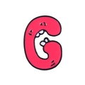 Cartoon letter G enamel pin badge in bright red finish for clothing decor - Letter G Style (XZ5381)