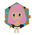 Creative Anya Forger enamel pin with blue glitter background and golden stars decoration - Blue Glitter Hexagon (XZ6985)