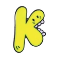 Cartoon letter K enamel brooch pin with yellow finish and smiling facial expression - Letter K Style (XZ5385)