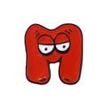 Cartoon red letter M enamel pin with cute eyes and glossy finish for clothes - Letter M Style (XZ5387)