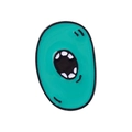 Teal green cartoon letter alphabet enamel pin with black mouth and white teeth - Letter O Style (XZ5389)