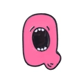 Pink cartoon letter Q enamel pin brooch with funny face and black metal outlines - Letter Q Style (XZ5391)