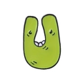 Cartoon Alphabet Lore letter U enamel pin in bright green finish for clothing - Letter U Style (XZ5395)